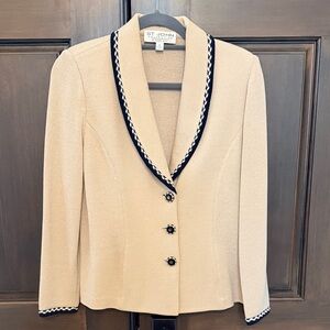 St. John Cream Blazer with Black Accents